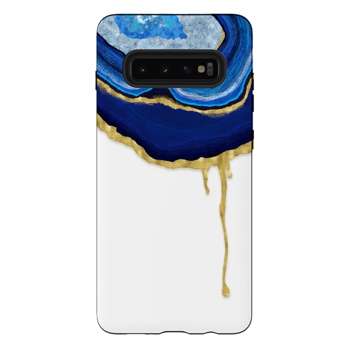 Galaxy S10 plus StrongFit Sapphire Dripping Agate by Noonday Design
