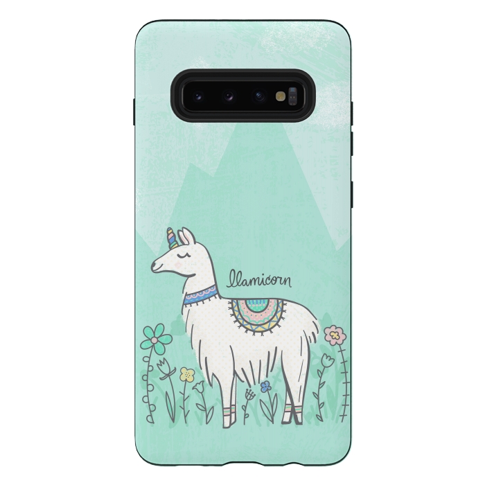 Galaxy S10 plus StrongFit Llovely Llamicorn by Noonday Design