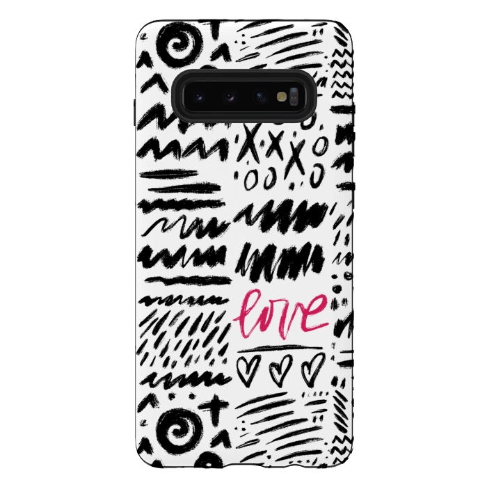 Galaxy S10 plus StrongFit Love Scribbles by Noonday Design