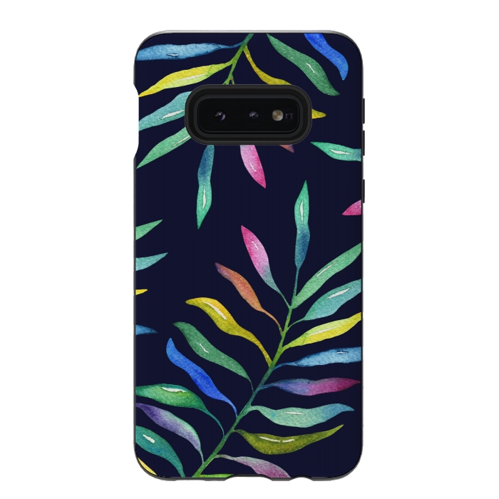 Galaxy S10e StrongFit Rainbow Tropical Leaf by Noonday Design
