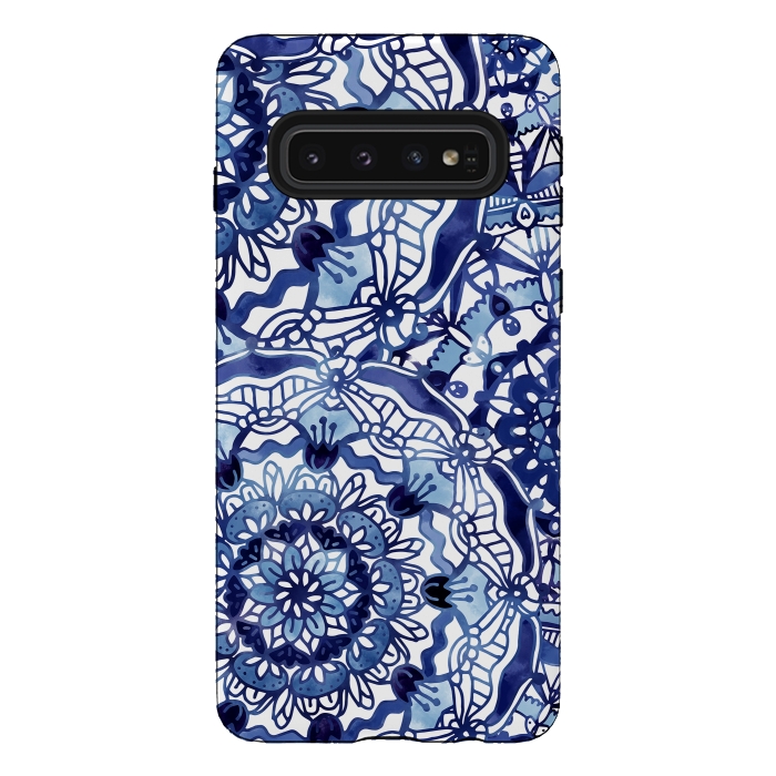 Galaxy S10 StrongFit Delft Blue Mandalas by Noonday Design