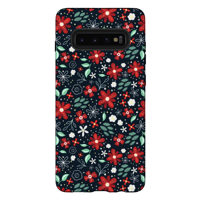 Galaxy S10 plus StrongFit Little Christmas Flowers by Noonday Design