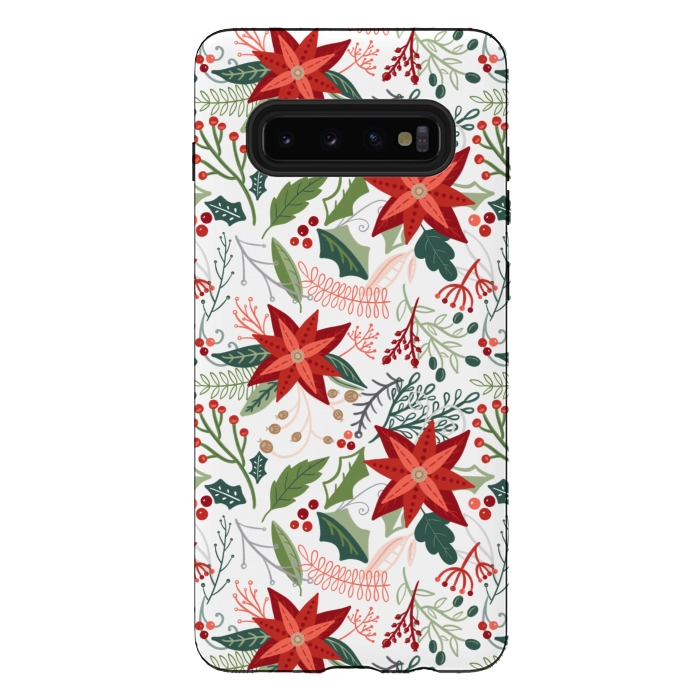 Galaxy S10 plus StrongFit Festive Poinsettias by Noonday Design