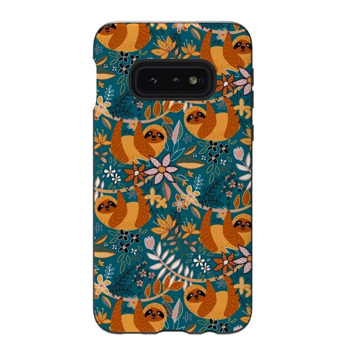 Galaxy S10e StrongFit Cute Boho Sloth Floral  by Micklyn Le Feuvre