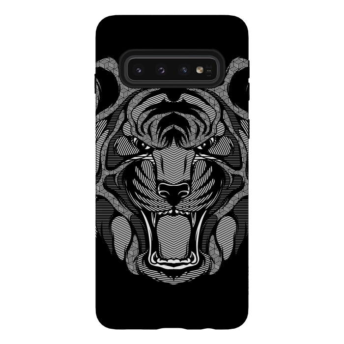 Galaxy S10 StrongFit Tiger Zentangle by Afif Quilimo