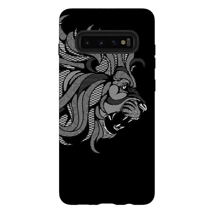Galaxy S10 plus StrongFit Lion Zentangle by Afif Quilimo