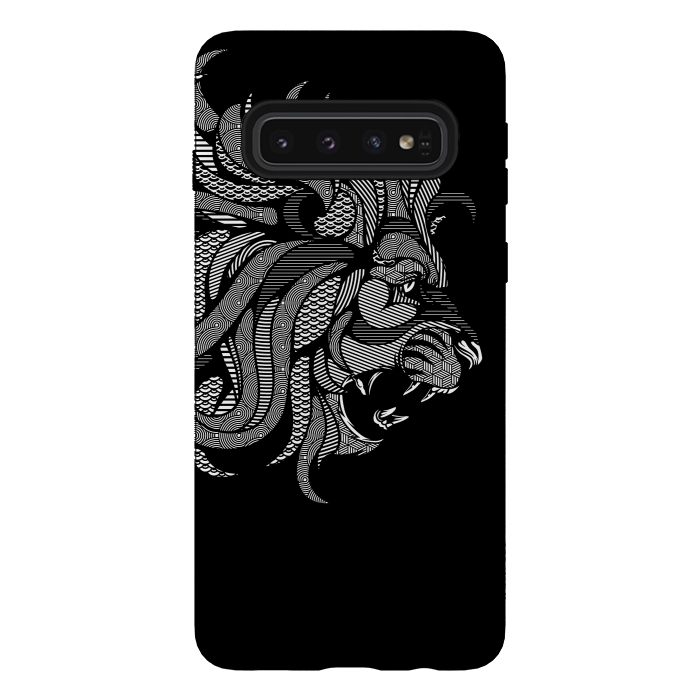 Galaxy S10 StrongFit Lion Zentangle by Afif Quilimo