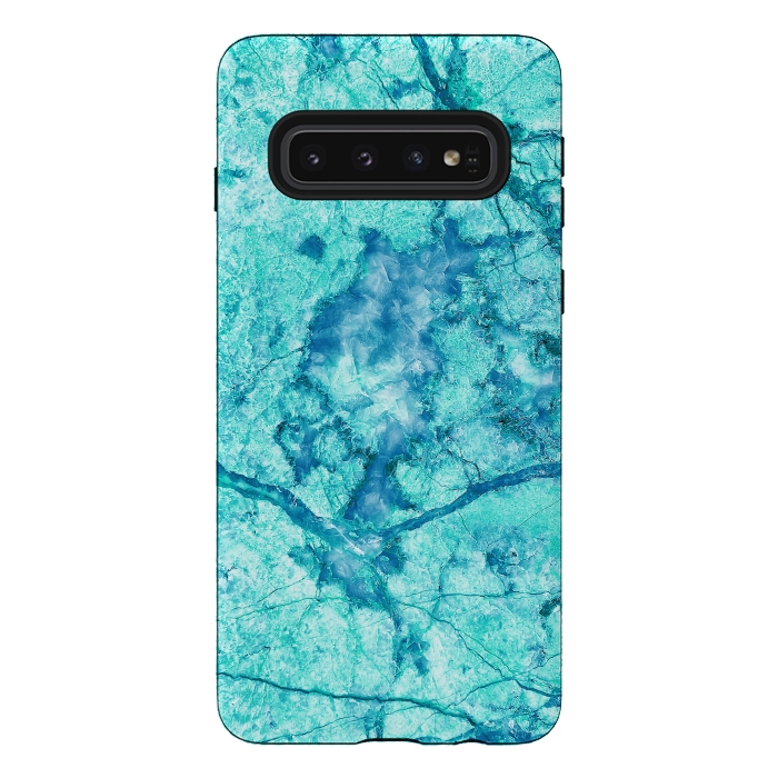 Galaxy S10 StrongFit Turquoise Marble by Art Design Works