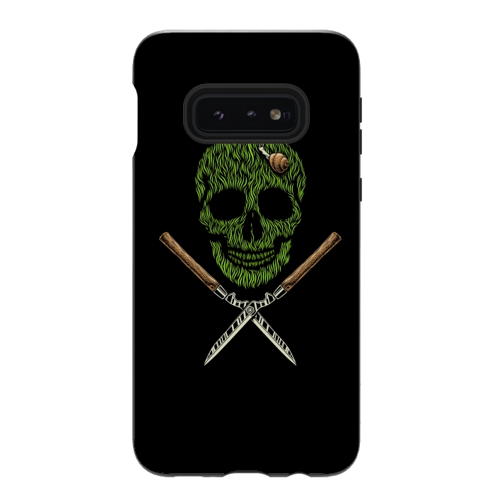 Galaxy S10e StrongFit Skull Grass by Afif Quilimo