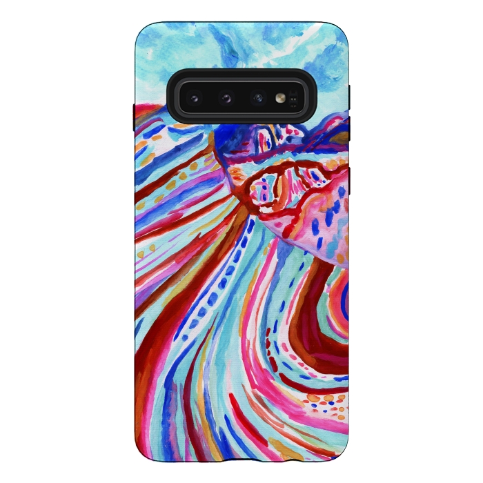 Galaxy S10 StrongFit Abstract Rainbow Mountains  by Tigatiga