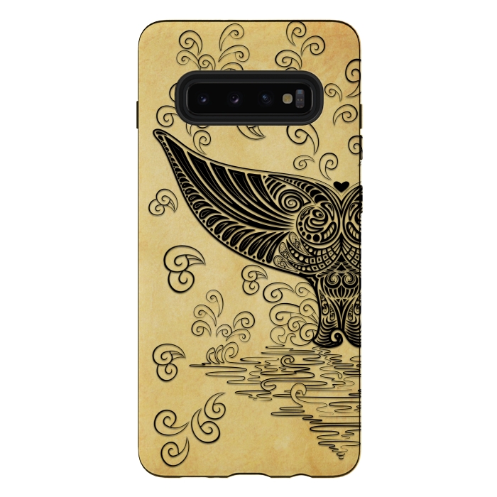 Galaxy S10 plus StrongFit Whale Tail Boho Vintage Tattoo Style by BluedarkArt