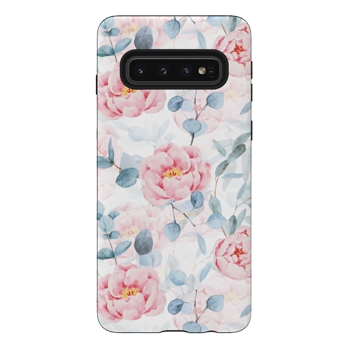 Galaxy S10 StrongFit Blush Vintage Roses and Eukalyptus by  Utart