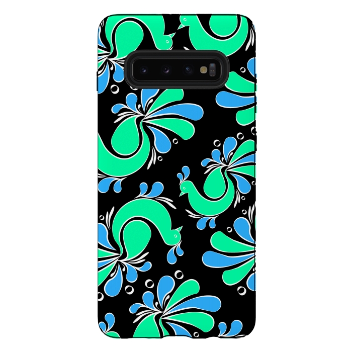 Galaxy S10 plus StrongFit blue green peacock by MALLIKA
