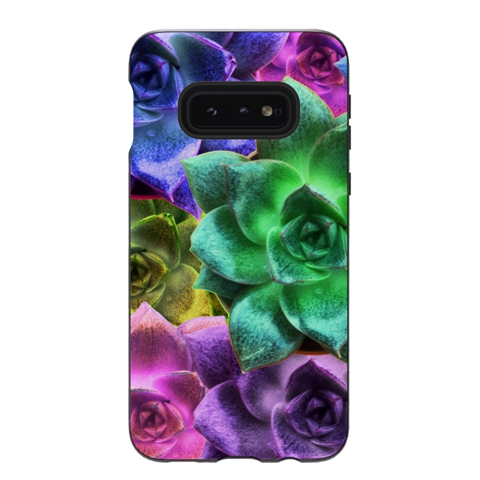 Galaxy S10e StrongFit Succulent Plants Psychedelic Colors Pattern by BluedarkArt