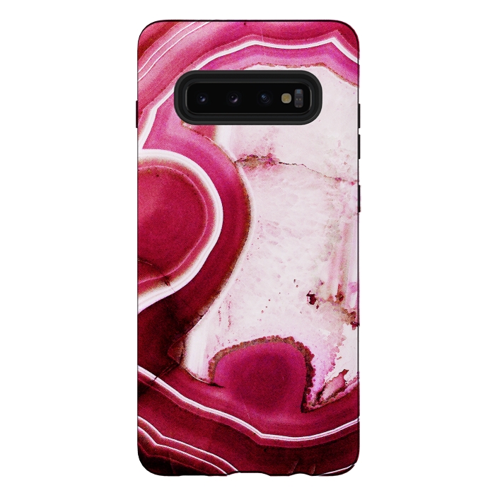 Galaxy S10 plus StrongFit Vibrant pink agate marble by Oana 