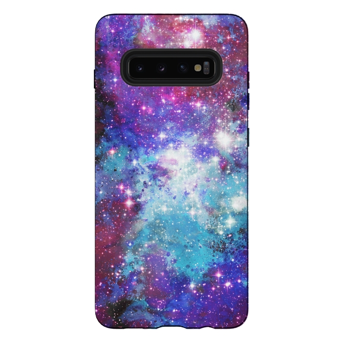 Galaxy S10 plus StrongFit Blue purple galaxy space night stars by Oana 
