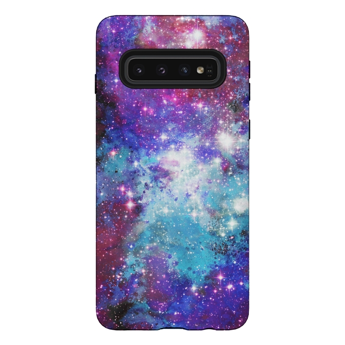 Galaxy S10 StrongFit Blue purple galaxy space night stars by Oana 