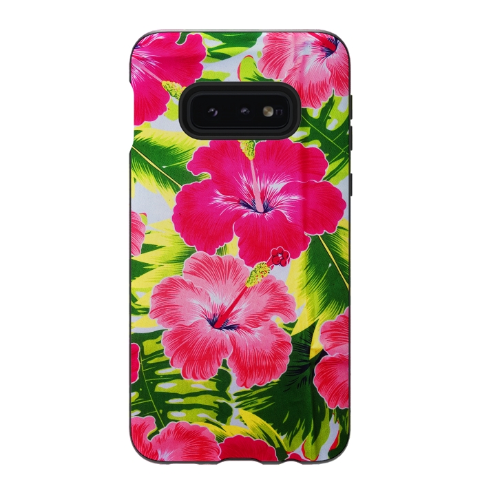 Galaxy S10e StrongFit Hibiscus Exotic Floral Pattern by BluedarkArt
