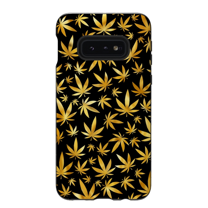 Galaxy S10e StrongFit Weed Pattern - Black and Yellow by Art Design Works