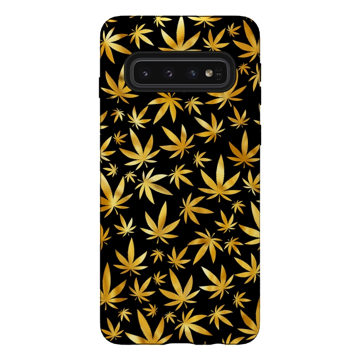 Galaxy S10 StrongFit Weed Pattern - Black and Yellow by Art Design Works