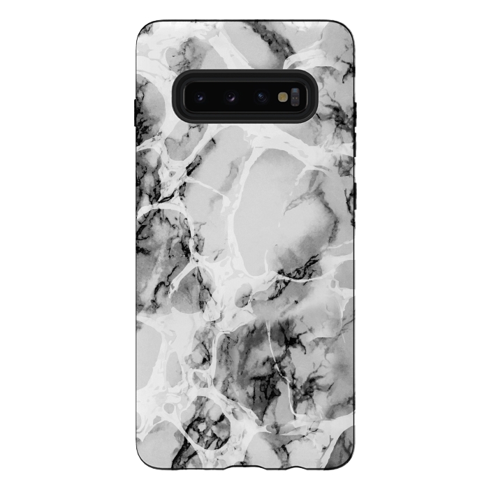 Galaxy S10 plus StrongFit White gray marble artistic texture by Oana 