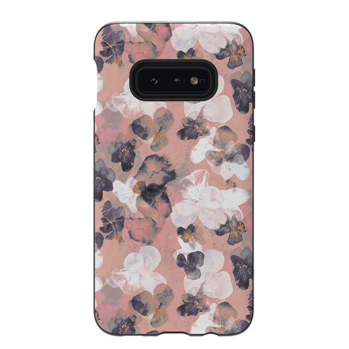 Galaxy S10e StrongFit White pink transparent pansy petals painting by Oana 