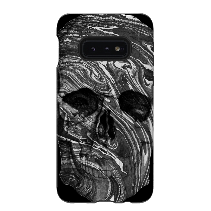 Galaxy S10e StrongFit Black and white marble skull - Halloween by Oana 