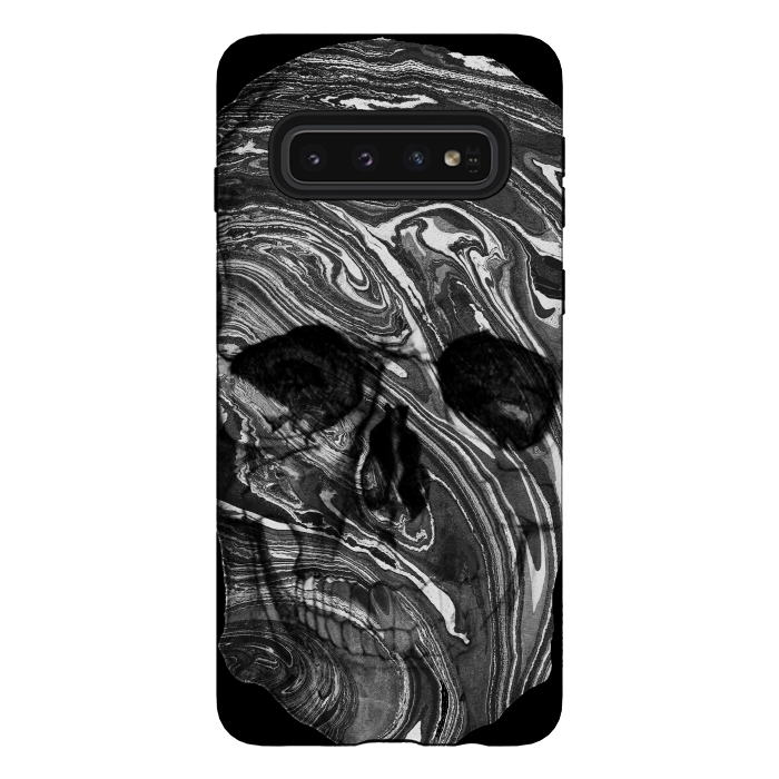 Galaxy S10 StrongFit Black and white marble skull - Halloween by Oana 