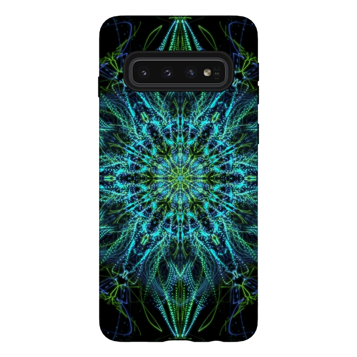 Galaxy S10 StrongFit Neon Mandala I by Art Design Works