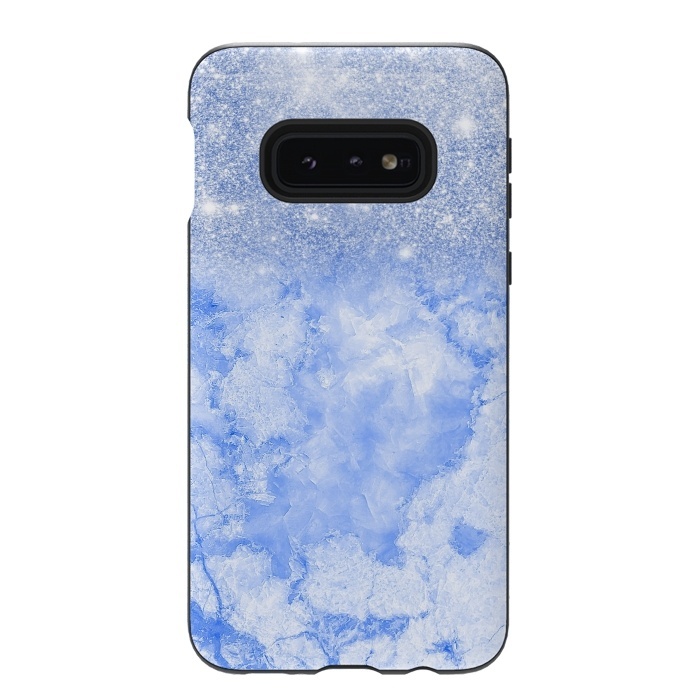 Galaxy S10e StrongFit Glitter on Sky Blue Agate by  Utart