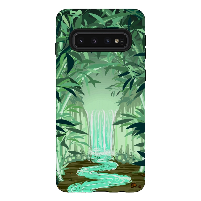 Galaxy S10 StrongFit Fluorescent Waterfall on Surreal Bamboo Forest  by BluedarkArt