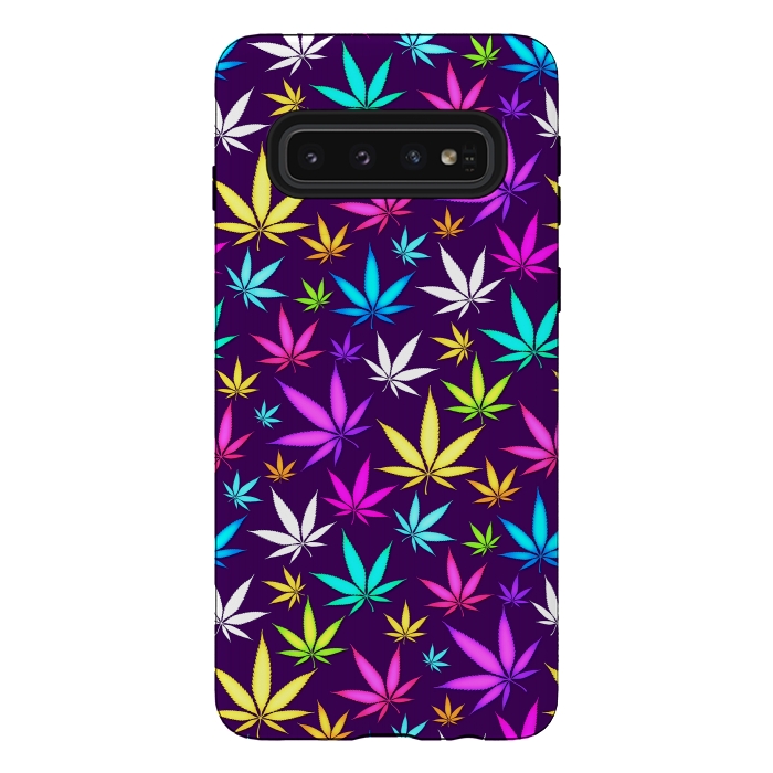 Galaxy S10 StrongFit Colorful Weed Pattern by Art Design Works