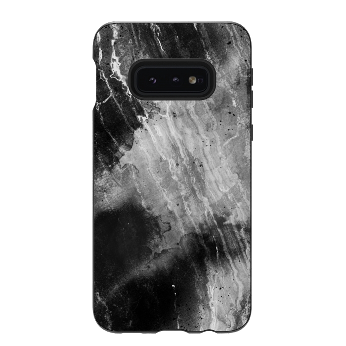 Galaxy S10e StrongFit Black gray faded marble painting by Oana 