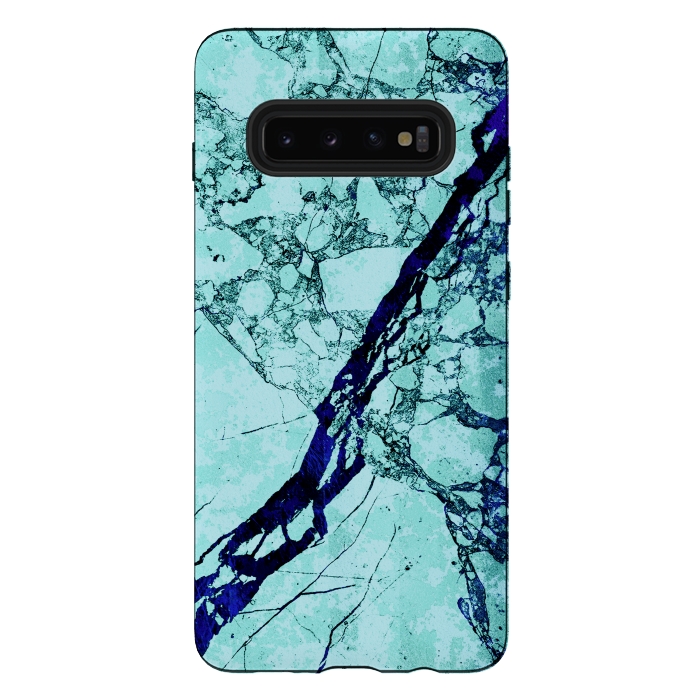 Galaxy S10 plus StrongFit Turquoise blue marble by Oana 