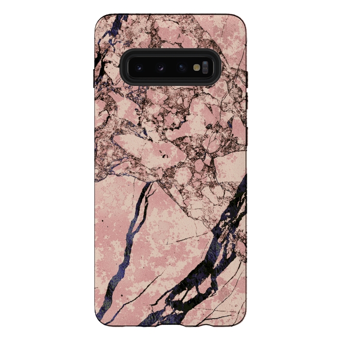 Galaxy S10 plus StrongFit Pink marble with dark cracks texture by Oana 