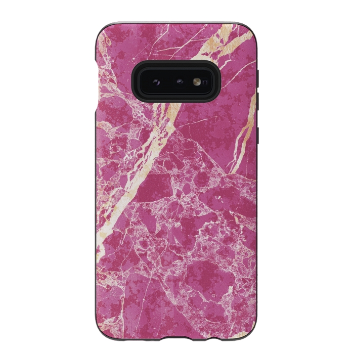 Galaxy S10e StrongFit Vibrant Fuchsia pink marble with golden cracks by Oana 