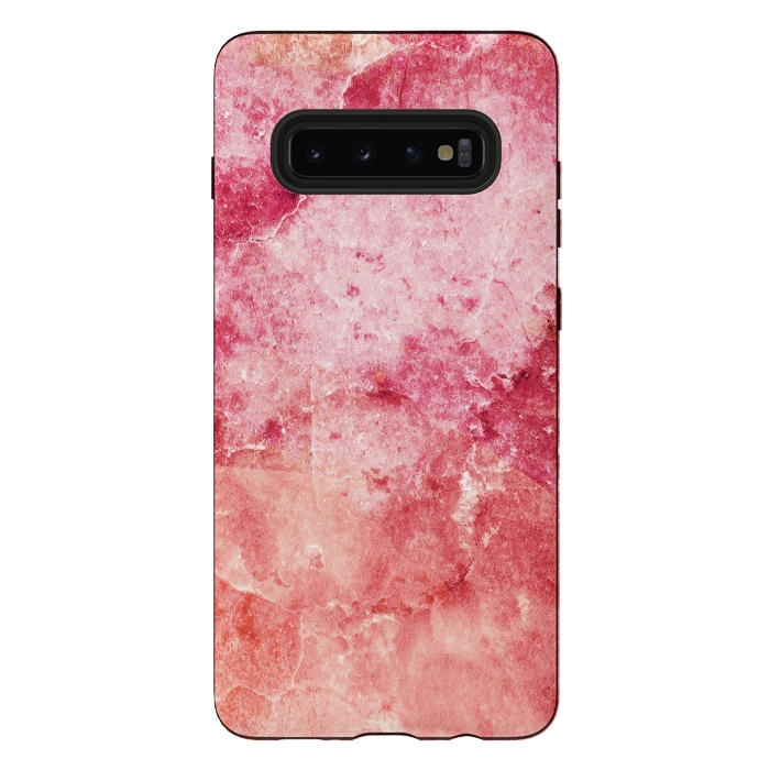 Galaxy S10 plus StrongFit Pink peach marble art by Oana 