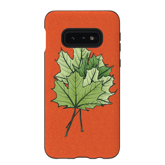 Galaxy S10e StrongFit Maple Leaves Digital Art In Green And Orange by Boriana Giormova