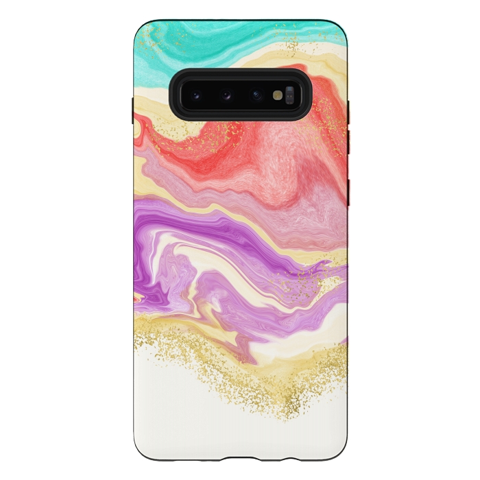 Galaxy S10 plus StrongFit Colorful Marble by Noonday Design