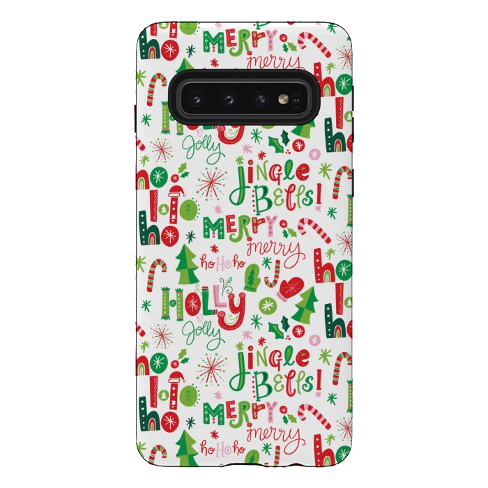 Galaxy S10 StrongFit Festive Christmas Lettering by Noonday Design