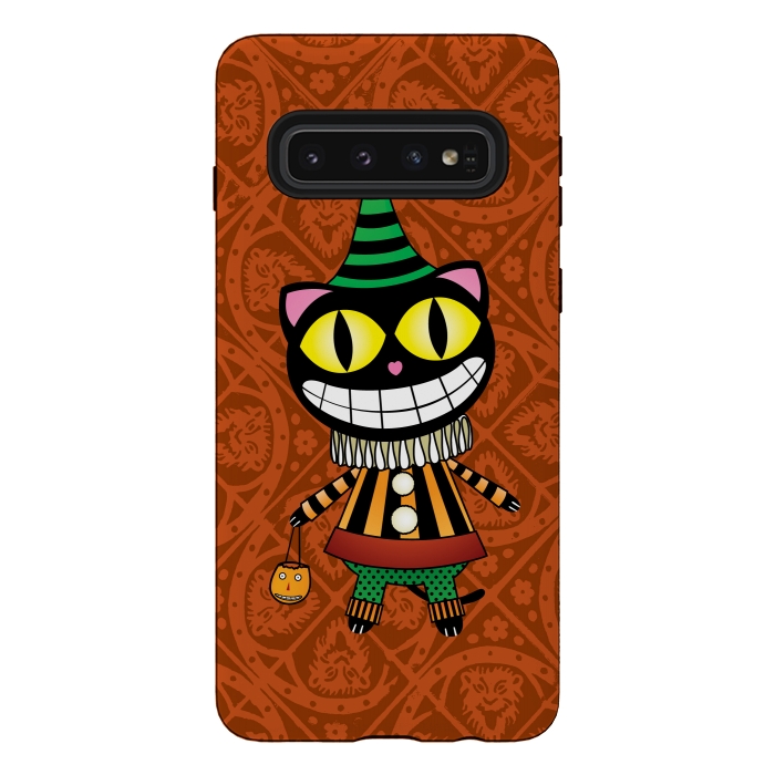 Galaxy S10 StrongFit Cassiues Harlequin Cat by Mangulica