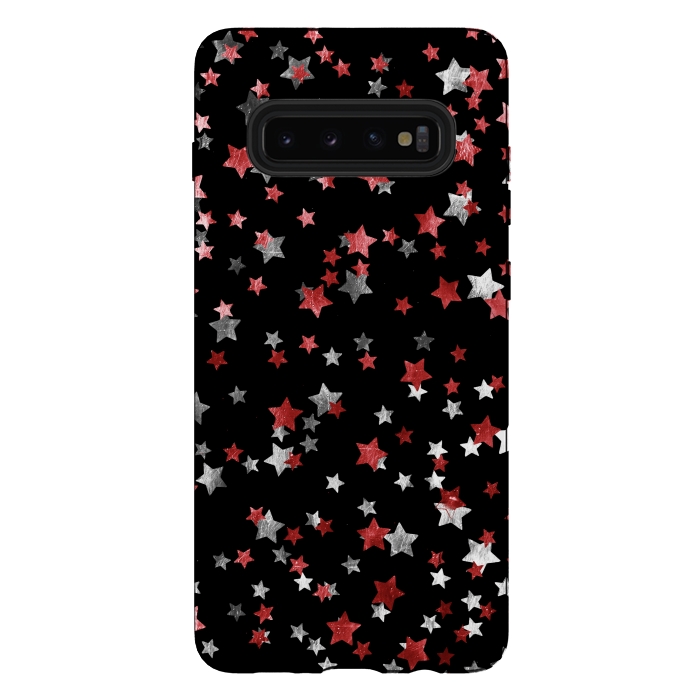 Galaxy S10 plus StrongFit Rust copper and silver party stars by Oana 