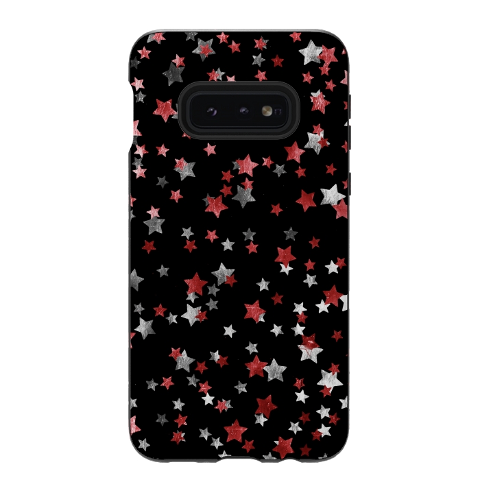 Galaxy S10e StrongFit Rust copper and silver party stars by Oana 