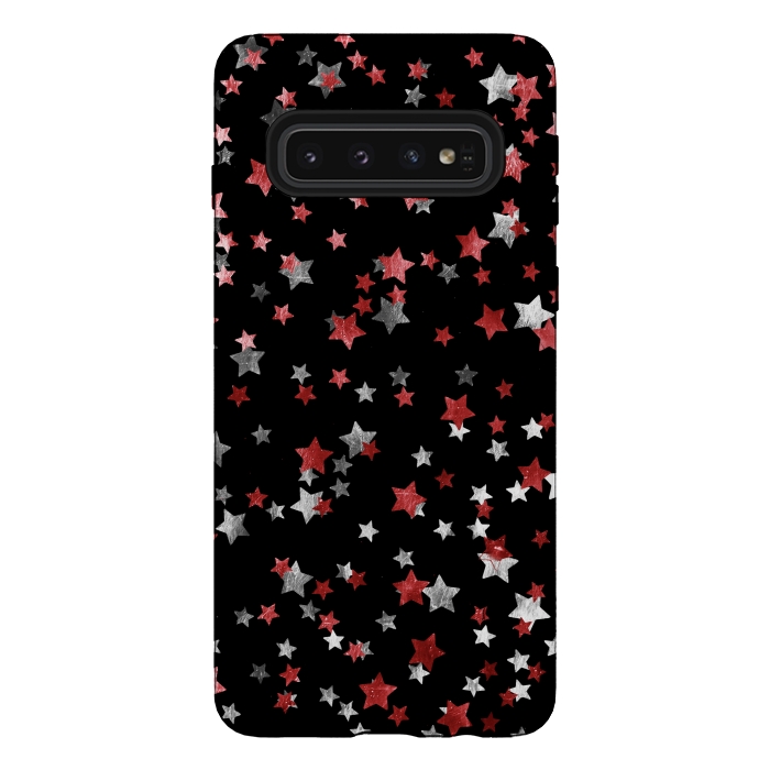 Galaxy S10 StrongFit Rust copper and silver party stars by Oana 