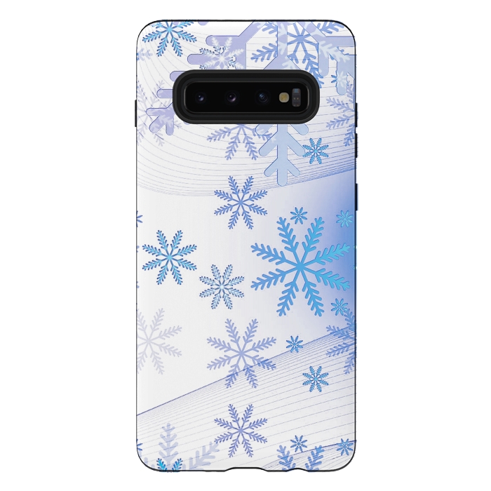 Galaxy S10 plus StrongFit Blue icy snowflakes - Christmas illustration by Oana 