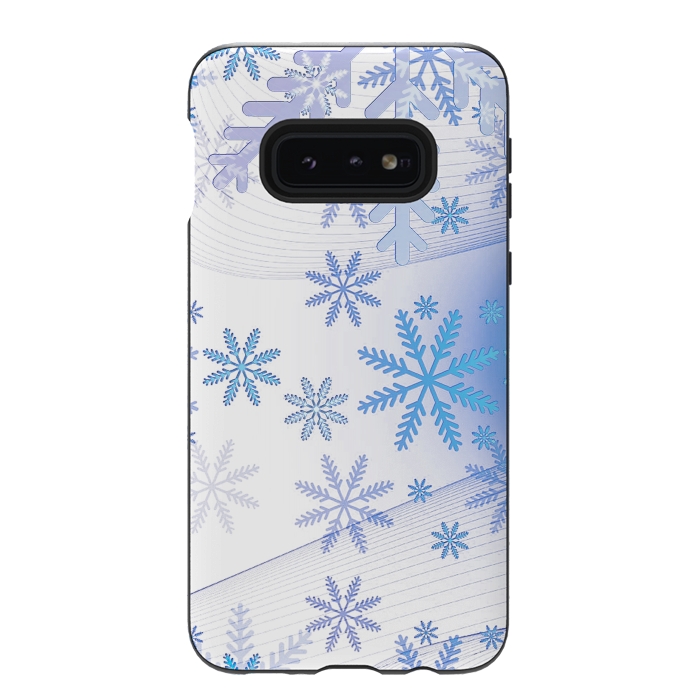 Galaxy S10e StrongFit Blue icy snowflakes - Christmas illustration by Oana 