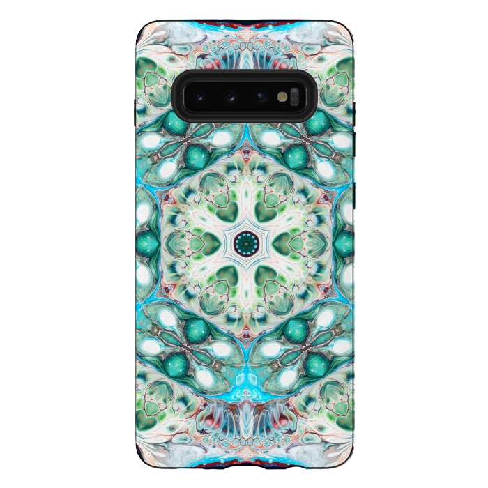 Galaxy S10 plus StrongFit Coral Mandala by Creativeaxle
