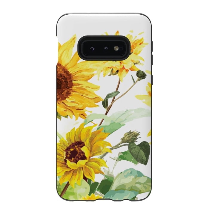Galaxy S10e StrongFit Watercolor Sunflower by Bledi