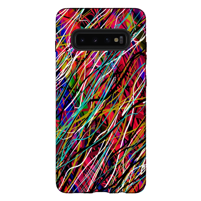 Galaxy S10 plus StrongFit abstract lines art multicolour pop art  by Josie