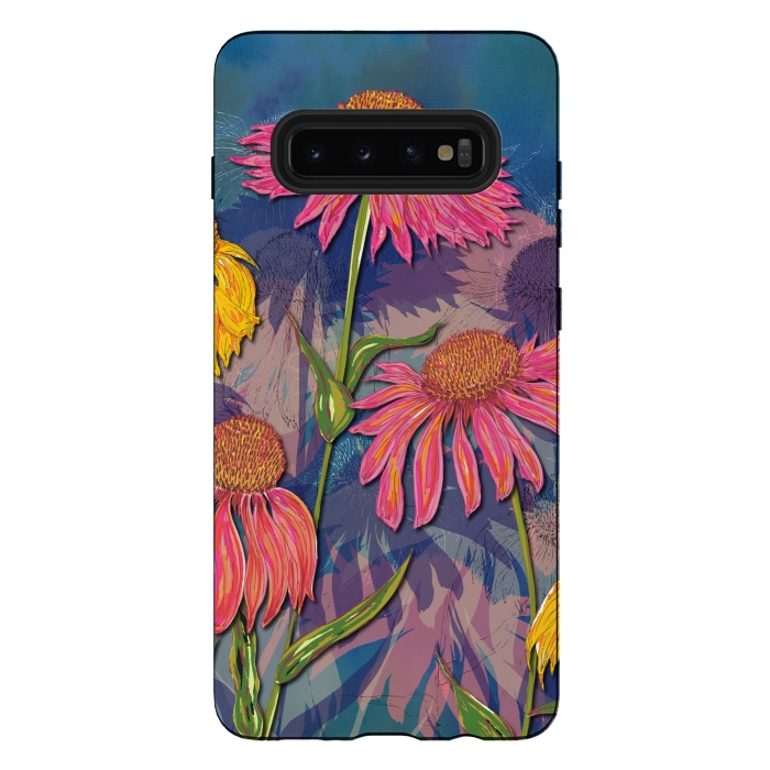 Galaxy S10 plus StrongFit Pink Coneflowers by Lotti Brown